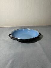 Vintage Yugoslavian Enamel Single Sauté Pan With Handles, Blue/Black 6” picture