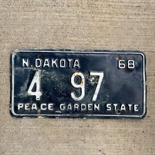 1968 North Dakota DEALER License Plate Vintage Auto Tag Garage Decor Black 4 97 picture