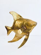 Vintage Solid Large Brass Angelfish Sculpture 6.4 Pounds 14” H x 12” W x 6” D picture