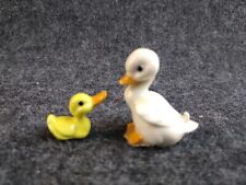 Vintage Lot of 2 Mini Duck and Duckling Figurines White and Yellow Miniature picture