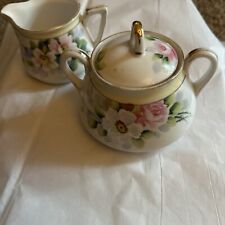 Antique Nippon Hand Painted Gold Trimmed Cream & Sugar Set picture