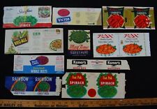 [ 1950s - 1960s Lot of 10 Vintage Vegetable Can Labels - Various Brands ] picture