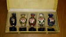 SET OF 5 MINIATURE CLOISONNE VASES WITH STANDS 029CLV picture