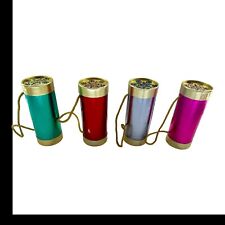 (4) Tube Cardboard Metallic Treat Candy Container Box Rope Hanger Tablescape VTG picture