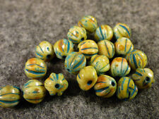 (10) Huron Indian Turquoise Color Melon Glass Indian Trade Beads Fur Trade 1800s picture