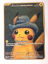 POKEMON Van Gogh PIKACHU with Grey Felt Hat GOLD METAL Fan Art COLLECTABLE CARD picture