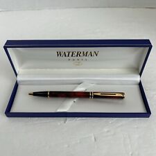 Waterman Ballpoint Pen Black Red Gold Trim with Blue Ink Vintage picture
