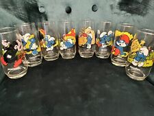 Vintage 1982 Smurfs Peyo Collectable Drinking Glasses Lot of 8 picture