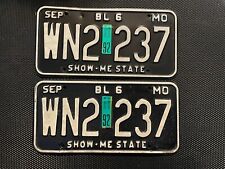 MISSOURI LICENSE PLATE PAIR 1992 TRUCK SEPTEMBER WN2 237 picture