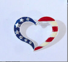 Avon American Pride Pin, Silvertone Heart, Stars & Stripes, New in Box picture