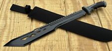 25” Machete Full Size Rubber Handle Sawback Thick Gauge Steel Stealth Black picture