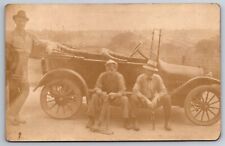 RPPC Three Men Posing With Their Car C1904-1918 Postcard P6 picture