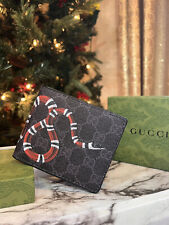 GUCCI WALLET FOR MEN BLACK LEATHER KINGSNAKE AUTHENTIC WITH BOX MEDIUM BILFOLD picture