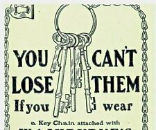 1904 Antique Watch Fob Keychain Fastener Skeleton Keys Original PRINT Ad 3445 picture