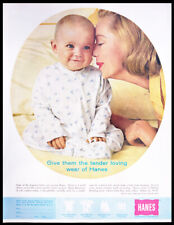 1961 HANES Baby Clothes Onsie Tender Loving Wear Nursery Decor Vtg PRINT AD picture