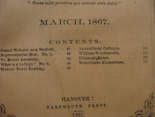 original DARTMOUTH COLLEGE -- march 1867 -- THE DARTMOUTH - 40pgs  picture