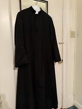 Black Priest Cassock, 33 buttons, piping, 58in back length, Polish made picture