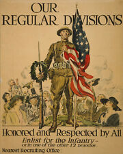 WW1 War Time Poster 8X10 Photo Our regular divisions honored & respected by all picture