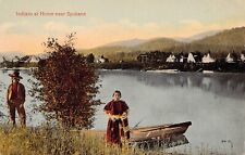 Peaceful Valley Indian Camp Tribe Spokane WA Early 1900s Teepee Vtg Postcard B41 picture
