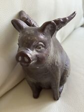 Sitting Pig With Wings  Ceramic Figurine Copper Color “ When Pigs”  7” picture