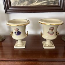 Trenton Pottery TAC Pair of 6” George and Martha Washington Urns. Beautiful. picture
