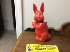 Vintage Red 9&1/2” X 4” Easter Bunny Hard Plastic In 1968 By Clintoy Rare picture
