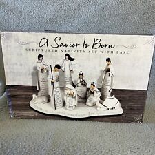 Scriptured Nativity Set Sculpture A Savior Is Born with Base Jesus Christmas picture