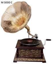Replica Gramophone Embossed Player 78 rpm phonograph Brass Horn Vintage Wind Up picture