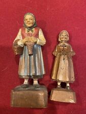 Anri Style Vtg Carved Peasant Women-Set Of 2 picture