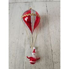 De carlini? Italian Santa hot air balloon vintage ornament Xmas tree glitter picture