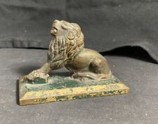 Antique Figural LION 19th C Brass / Bronze Sculpture Seated & Roaring Rare picture