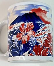 Hilo Hattie Coffee Mug 2014 Red Blue Hibiscus Hawaiian Flowers  Mountains Ocean  picture