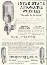Scarce 1919 Vintage Advertisement for Inter-State Automotive Whistles  picture