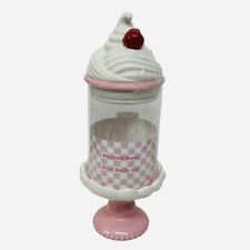 Sheffield Home Whipped Cream Cherry Ice Cream Ceramic Glass Pink Candy Jar picture