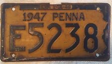 VINTAGE ORIGINAL 1947 PENNSYLVANIA LICENSE PLATE  See My Other Plates picture