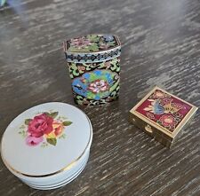 Vtg Lot Of Japanese Cloisonné Enamel Trinket, Pill, Opium Boxes With Lids picture