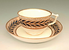 Antique 19thC ROYAL CROWN DERBY Porcelain Cobalt Blue Gold Leaves Cup & Saucer picture
