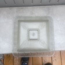Antique Art Deco Glass Ceiling Light Cover Heavy Frosted Glass 14” Square picture