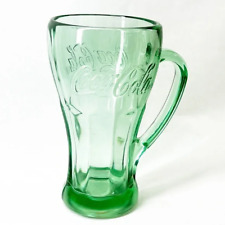 Vintage LIBBEY Coca Cola Coke Logo Heavy Green Glass Mug With Handle picture