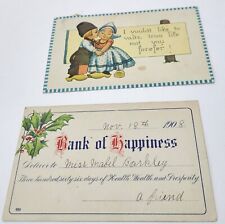 2 Antique Postcards  -  Dutch Children 1913 Bank of Happiness Check 1908 picture
