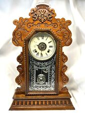 Ansonia Oak Kitchen 1880s Gingerbread Shelf Clock - 22.5