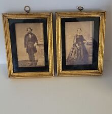 Pair of FOSTER BROS. BOSTON 1850's Gold Gilded Wood Picture Frames Leatherback picture