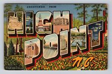 High Point NC- North Carolina, LARGE LETTER Greetings, Vintage c1944 Postcard picture
