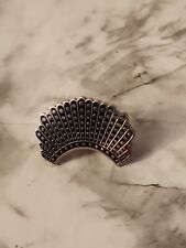 Vintage Native American Head Dress Silver Tone Lapel Pin Lanyard Tie Tack picture