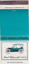 First Chevrolet 1913 Early American Automobiles Matchbook Cover 1960's Cars picture