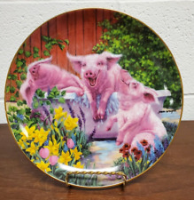 Hog Wash by Joan Wright Pigs in Bloom Danbury Mint Collector Plate #A6597 picture