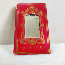 1902 Vintage Red Compact Notes Book Calendar Mirror Germany Decorative B94 picture
