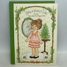 Vtg Sweet Girl Katy Paper Doll Christmas Greeting Card Dress Up Play Card Unused picture