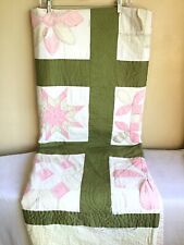 Vintage Handmade Cotton Green Pink Hearts Pattern Heavily Damaged Cutter Quilt picture