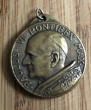 Vintage Paulus VI Pontifex Max & St. Christopher Italy Made Pendant Charm Medal picture